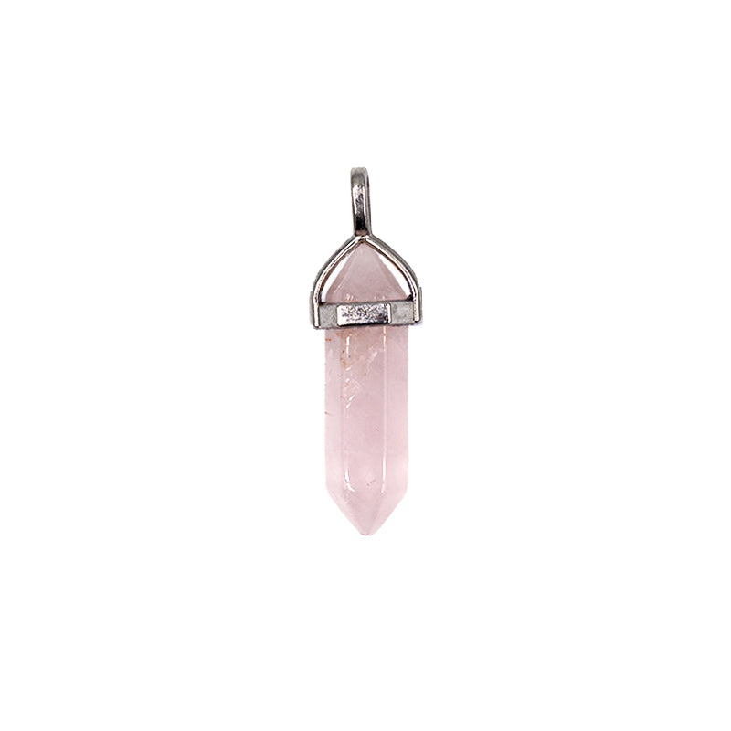Ciondolo punta di Quarzo Rosa