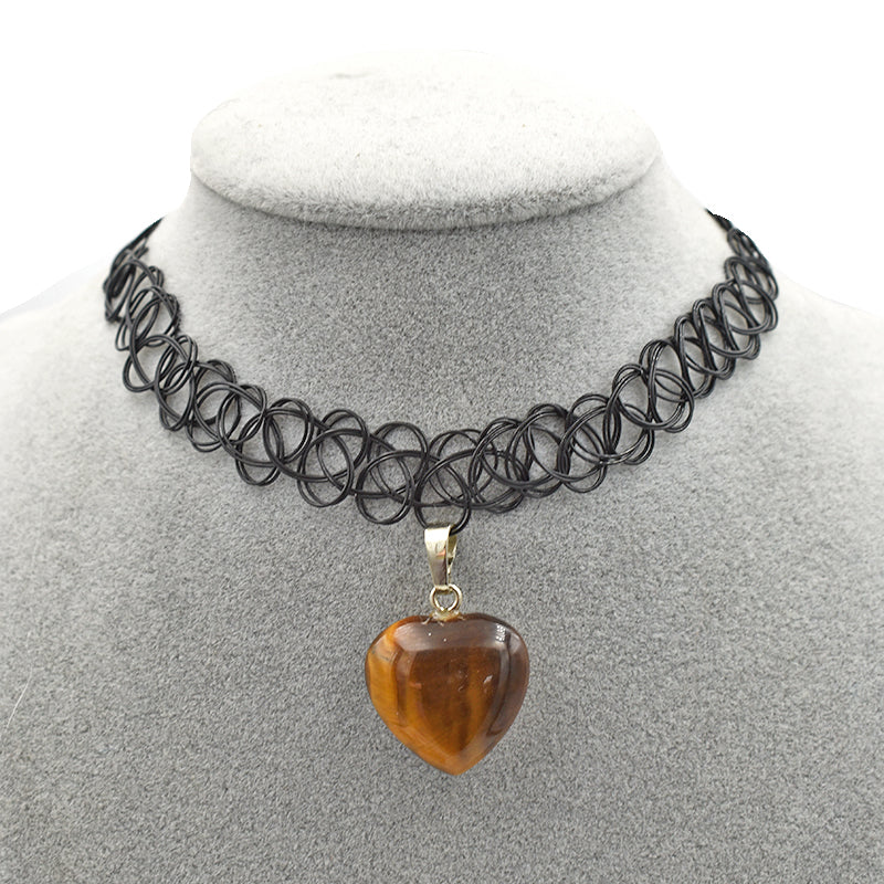 Choker con cuore in Occhio di Tigre