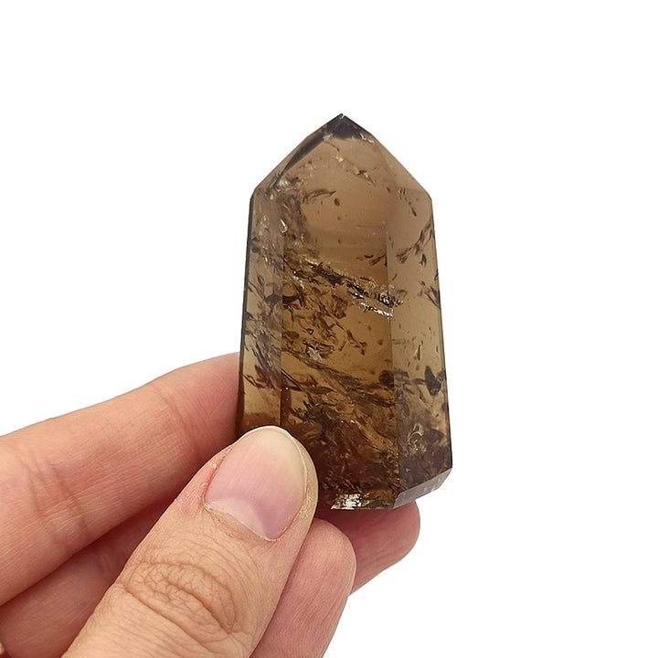 Obelisco in Quarzo Fumè e Quarzo Citrino