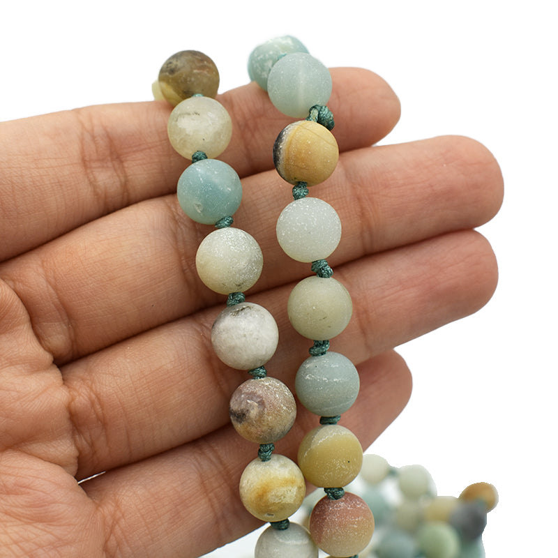 Mala tibetano in Amazzonite opaca