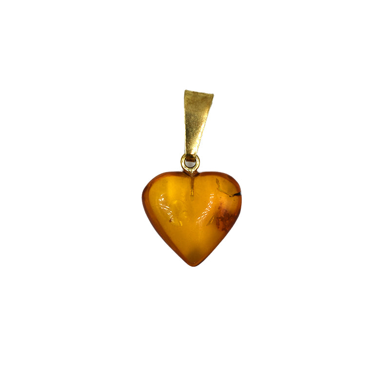Ciondolo a cuore in Ambra medio