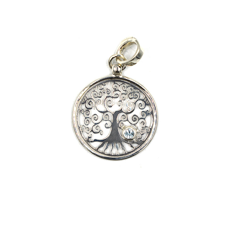 Ciondolo albero in Topazio Azzurro in Argento 925