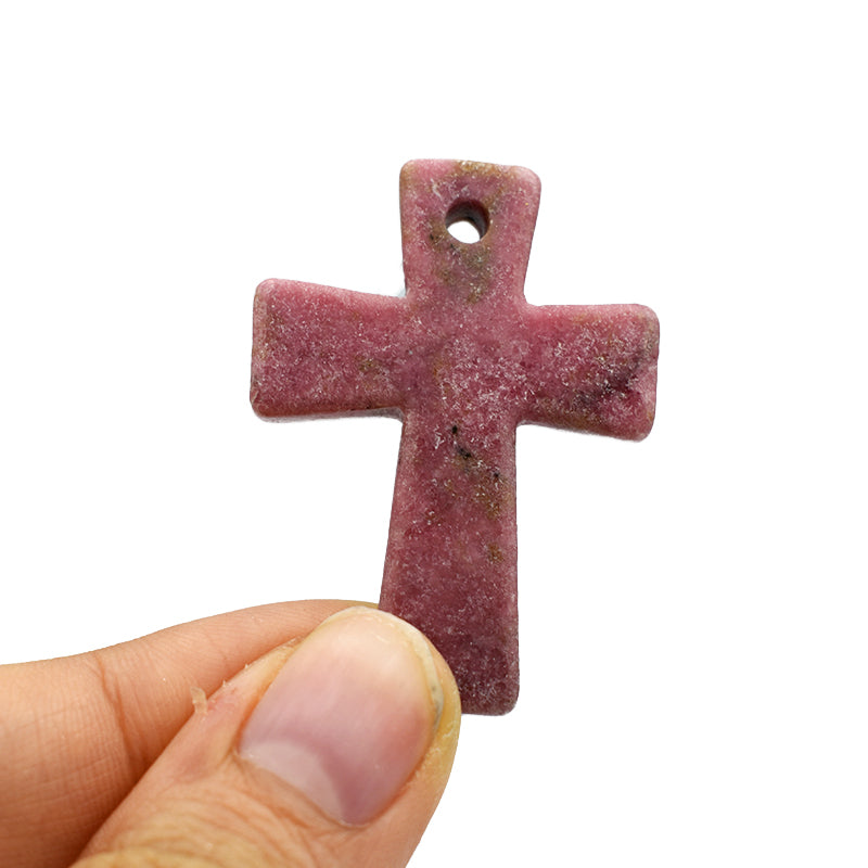 Ciondolo a croce in Rodonite