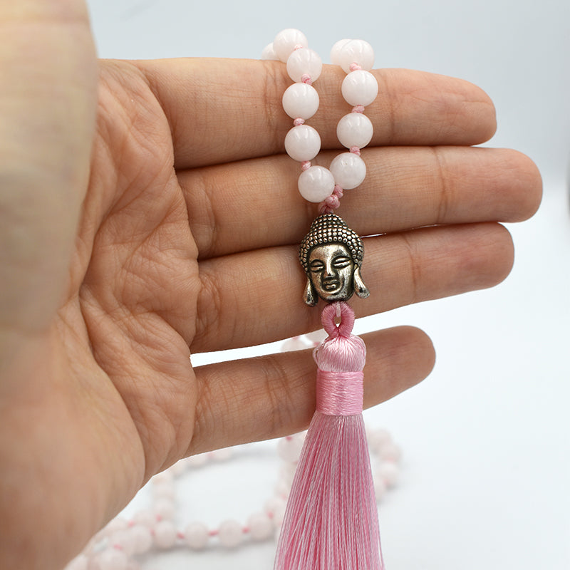 Mala tibetano in Quarzo Rosa