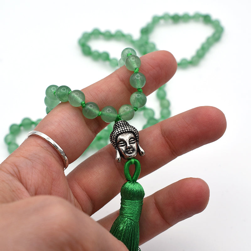 Mala tibetano in Agata Verde