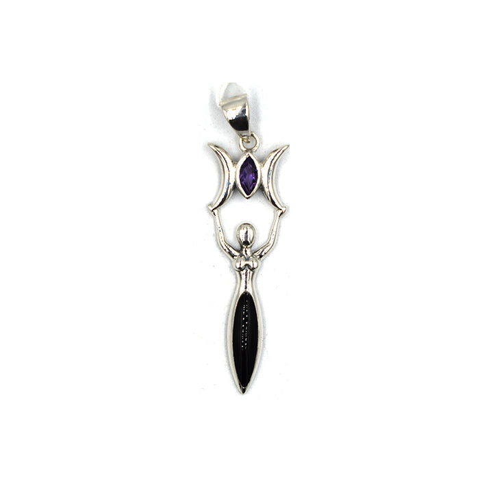 Ciondolo in Ametista e Ossidiana Nera in Argento 925