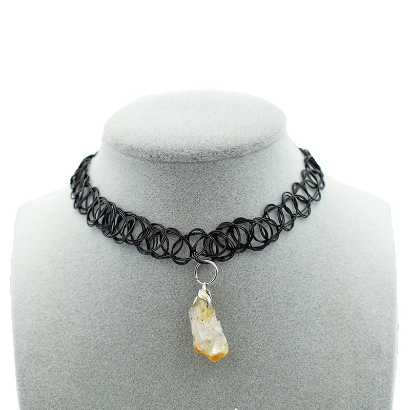 Choker con ciondolo in Quarzo citrino grezzo