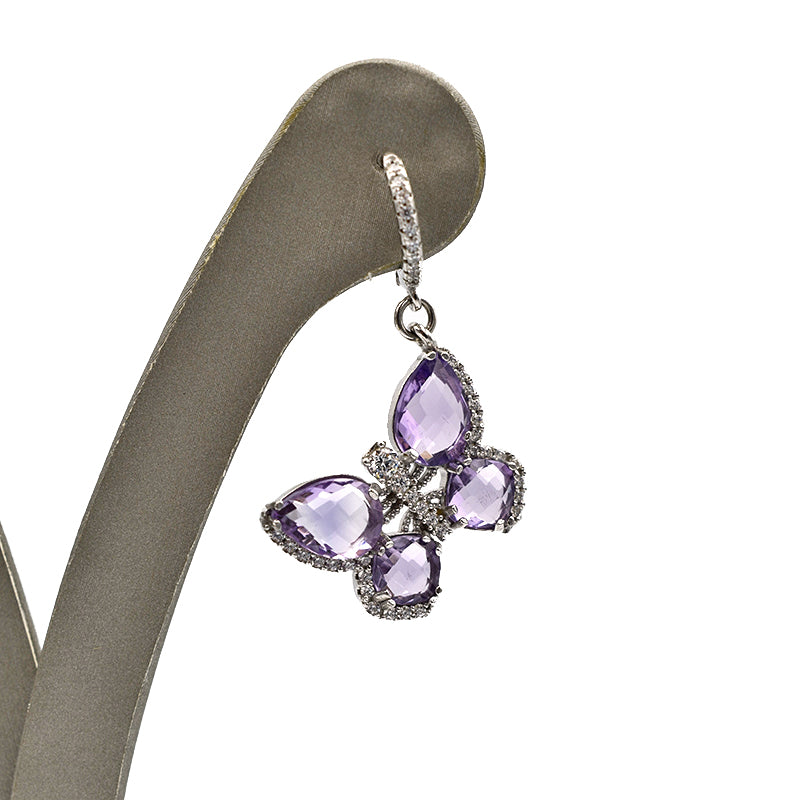 Orecchini a farfalla in Ametista in argento 925