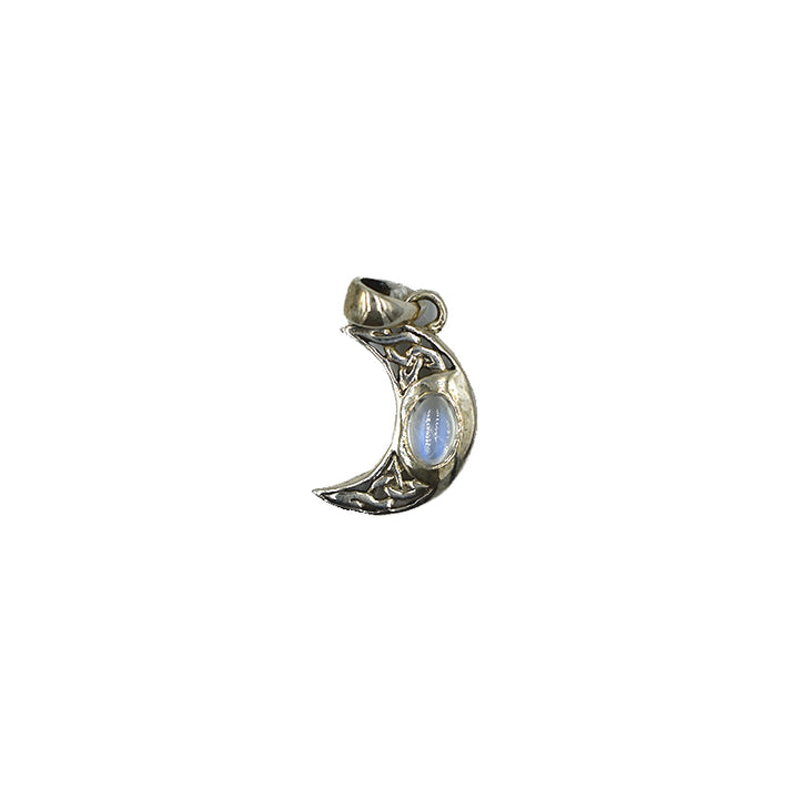 Ciondolo in Labradorite chiara con luna in argento 925