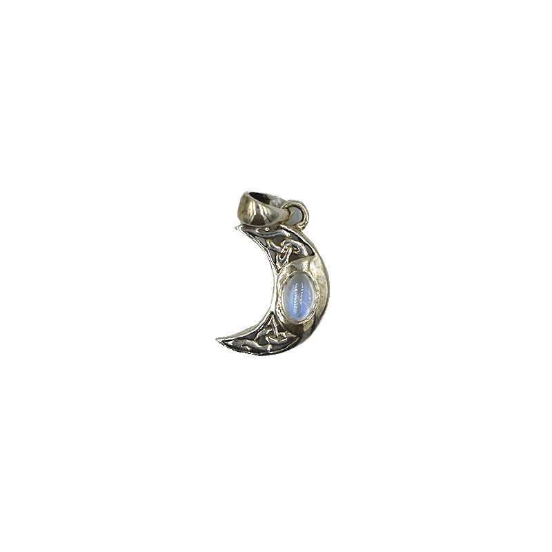 Ciondolo in Labradorite chiara con luna in argento 925