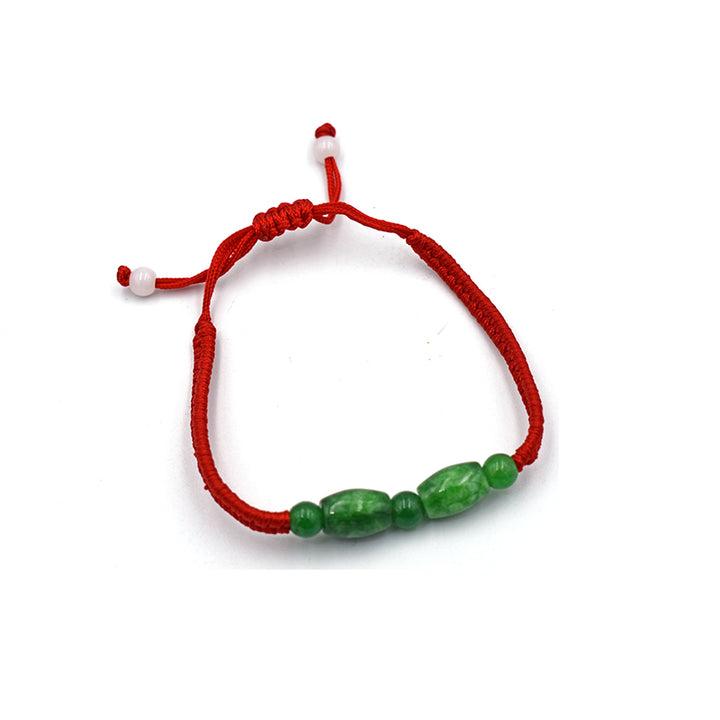 Bracciale in tessuto di Giada Verde e Quarzo Rosa