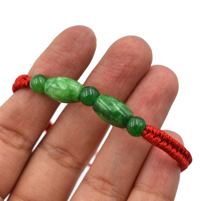 Bracciale in tessuto di Giada Verde e Quarzo Rosa