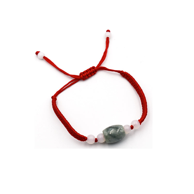 Bracciale in tessuto di Giada Verde New Jade e Quarzo Rosa