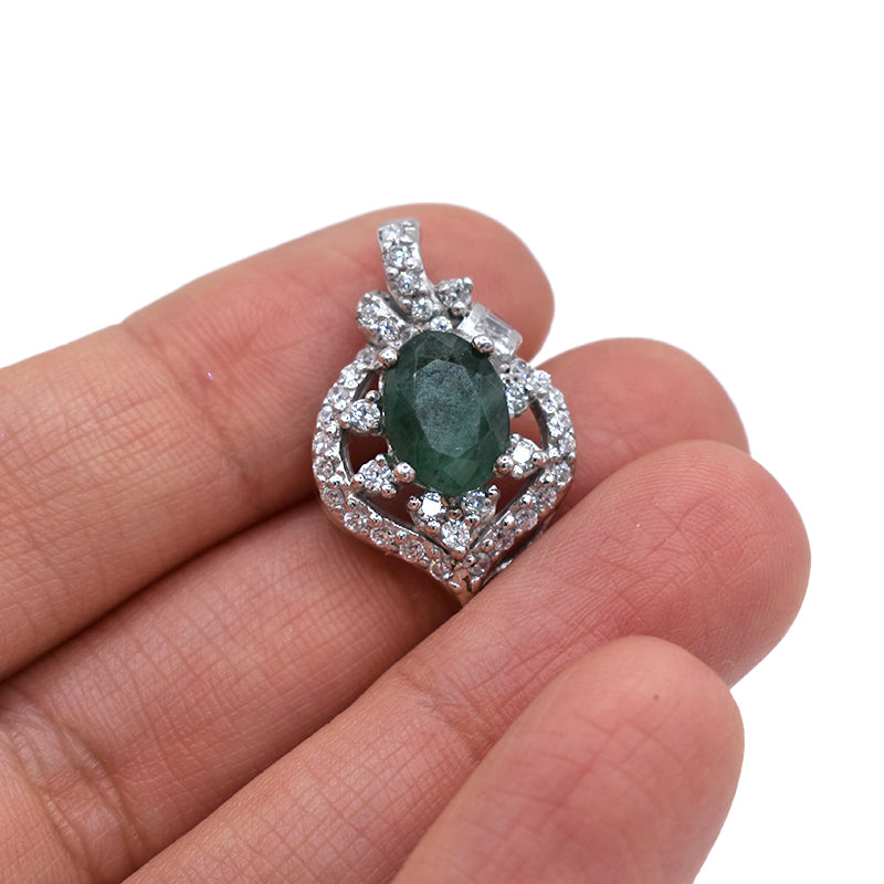 Ciondolo in Smeraldo con Zirconi