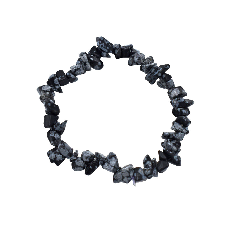 Bracciale in chips di Ossidiana Fiocco di Neve