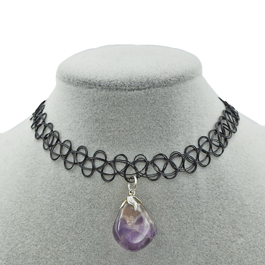 Choker con ciondolo in Ametista a Bande