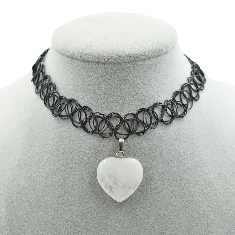 Choker con ciondolo cuore in Quarzo Ialino