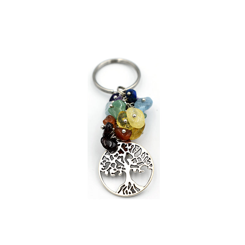 Portachiavi con Albero della vita e 8 pietre