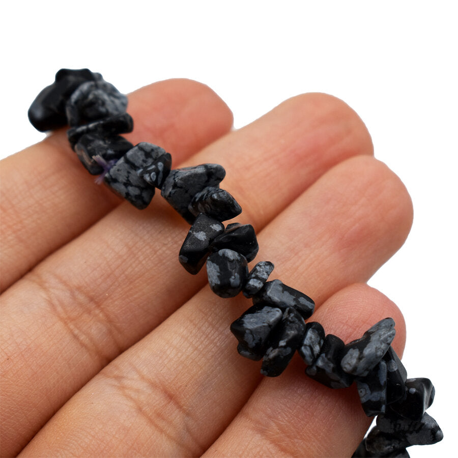 Bracciale in chips di Ossidiana Fiocco di Neve