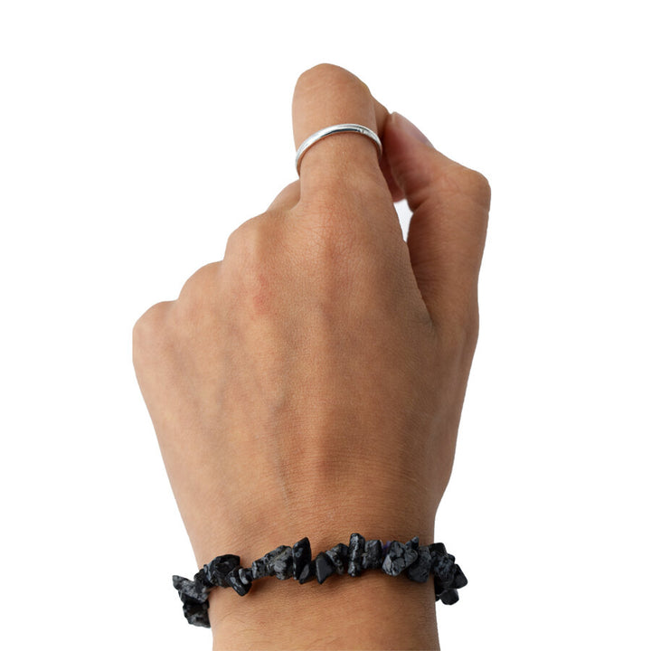 Bracciale in chips di Ossidiana Fiocco di Neve