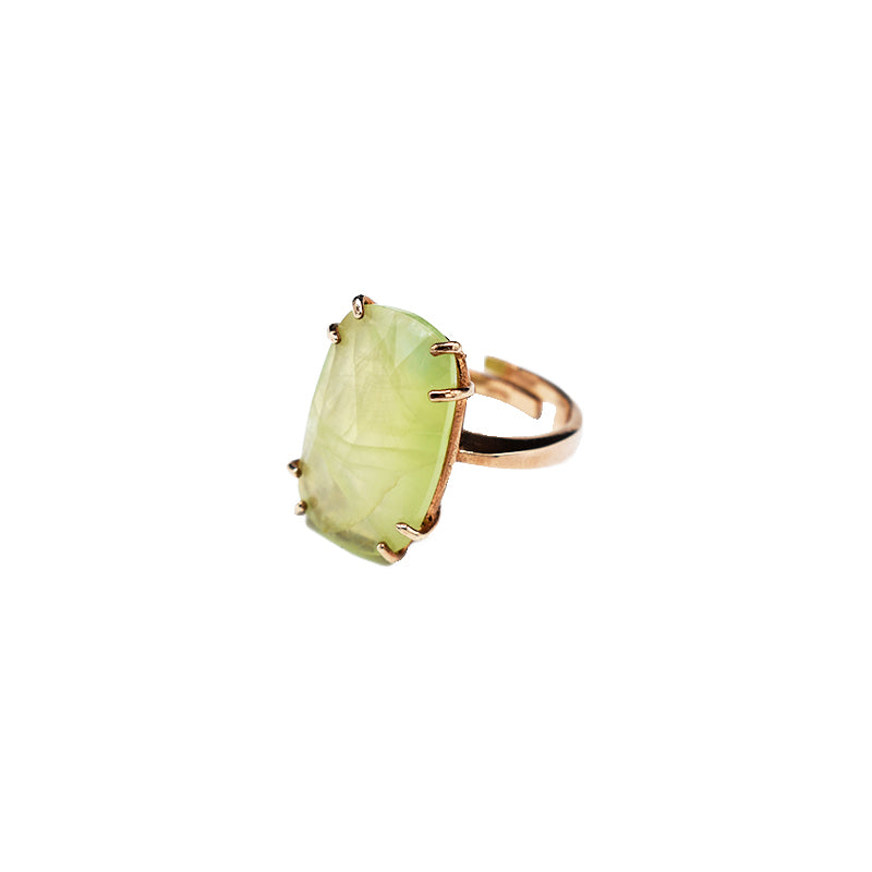Anello in argento 925 dorato 4 micron con Prehnite
